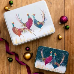 Grey Pheasants Deep Rectangular Tin