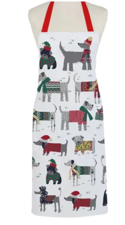 Grey Snow Dogs Holiday Cotton Apron
