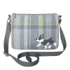 Grey Tweed Grey & White Dog Applique Messenger Bag