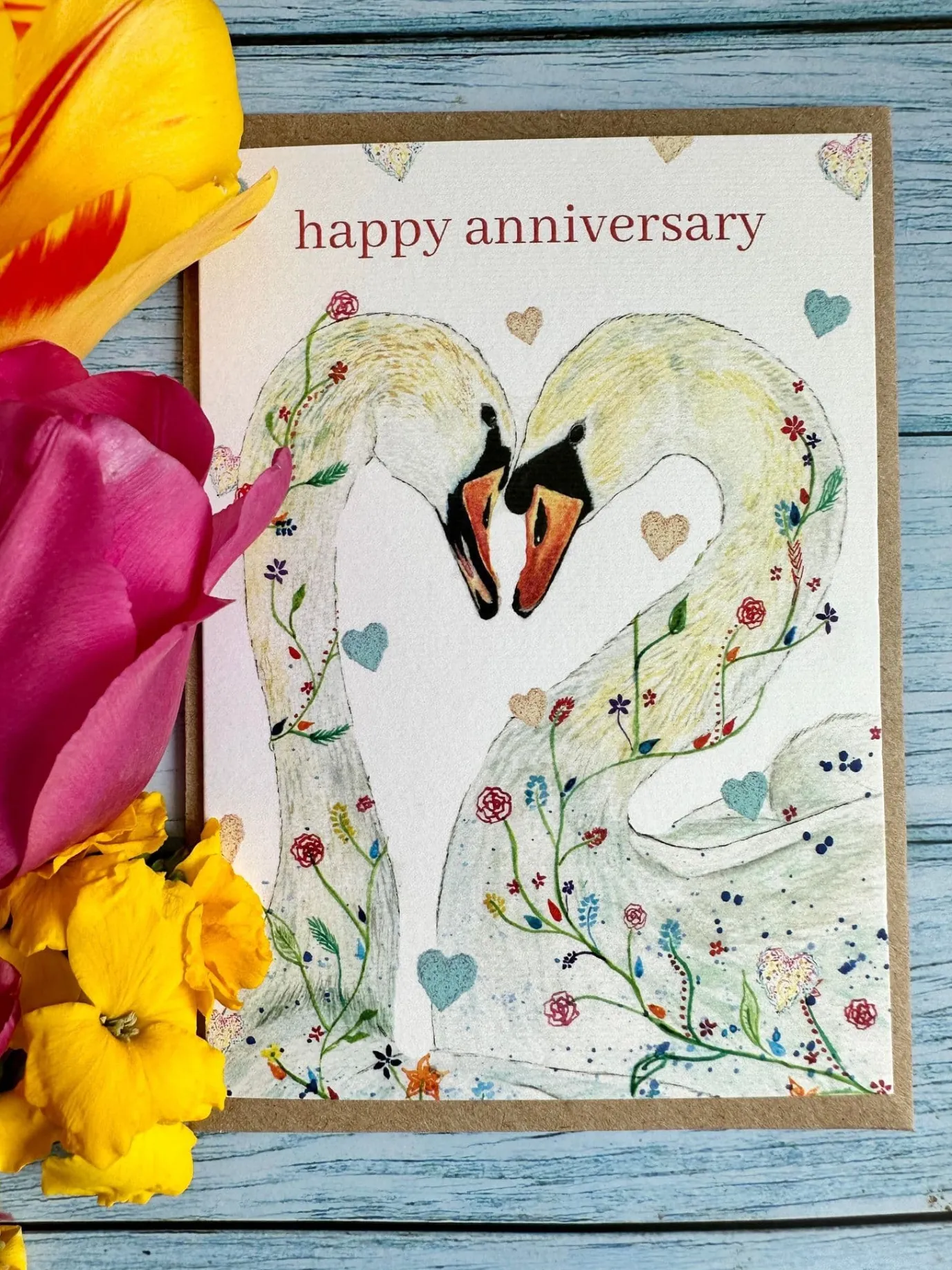 Happy Anniversary Swans Eco-card