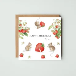 'Happy Birthday' Strawberry Mice Card