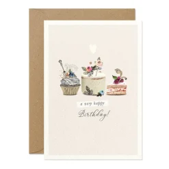 Happy Birthday Three Cakes Greeting Card
