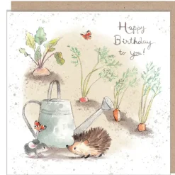 Hedgehog and Mouse with Watering Can "Happy Birthday to You" Birthday Greetings Card