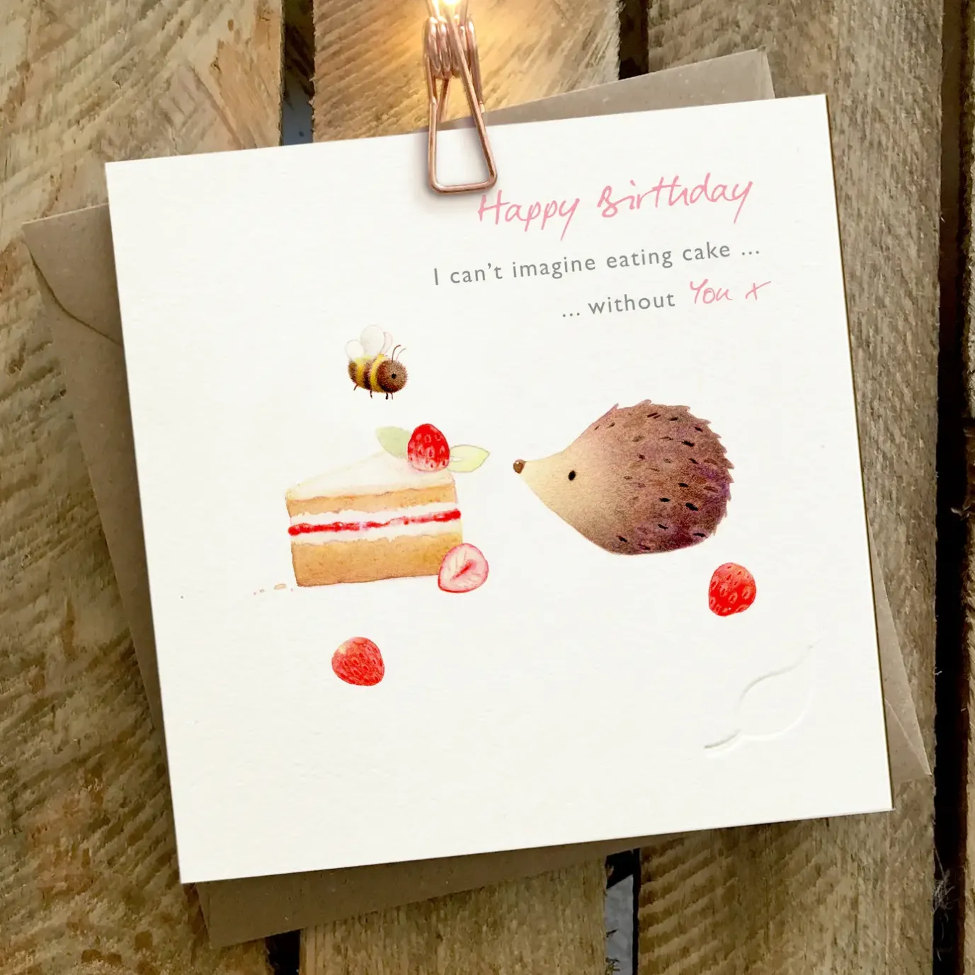 Hedgehog Eating Cake Birthday Card