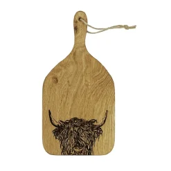 Highland Cow Oak Hanging Paddle