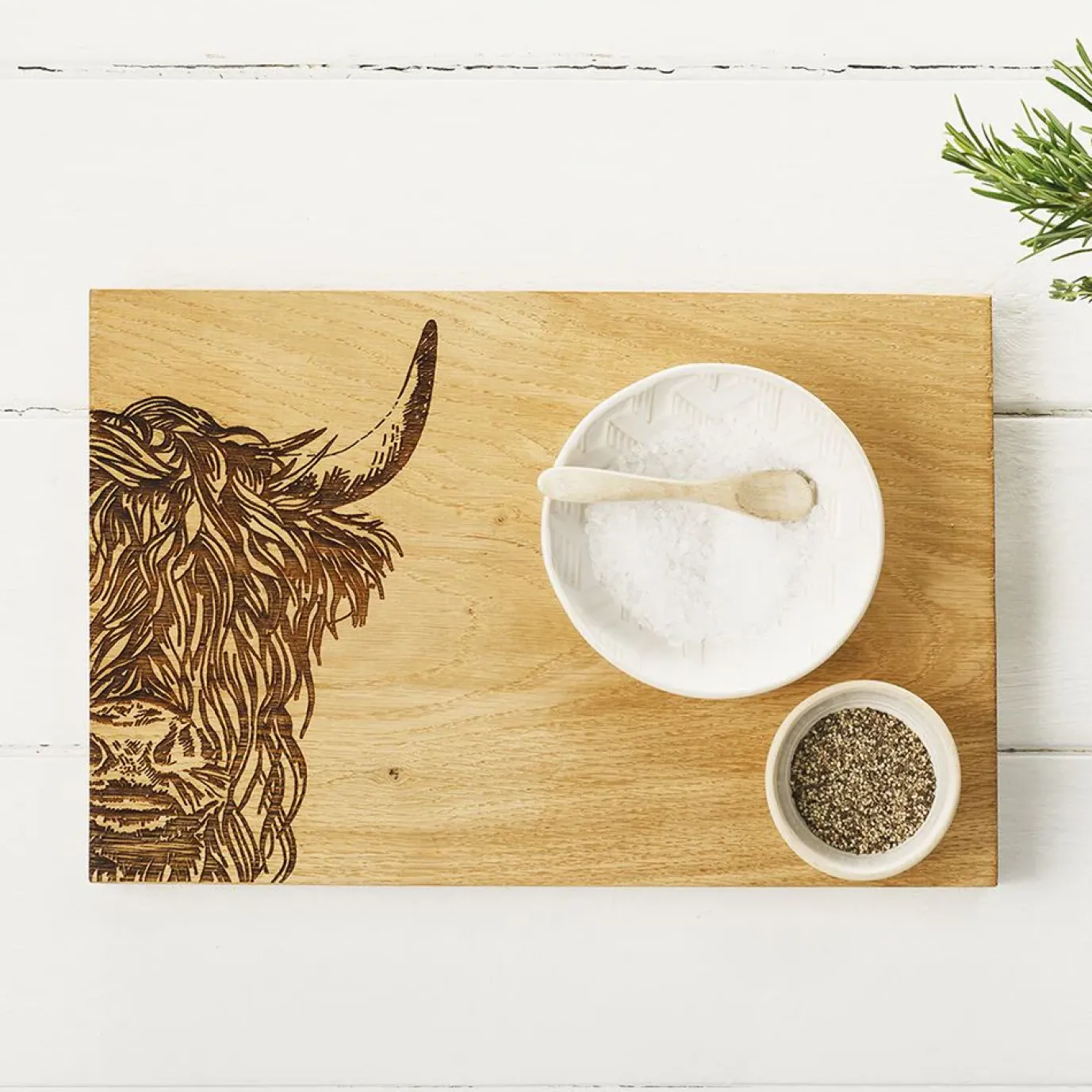 Highland Cow Oak Serving Board - 12in