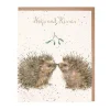 'Hogs and Kisses' Hedgehogs Christmas Greeting Card