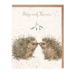 'Hogs and Kisses' Hedgehogs Christmas Greeting Card