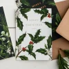 Holly Border - White - Christmas Card