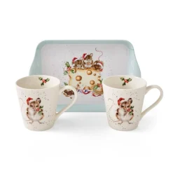 'Holly Jolly Christmas' Mouse Mug & Tray Set