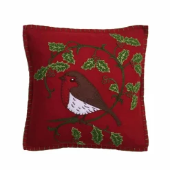 Holly Robin Pillow - Red