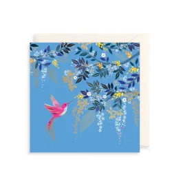 Hummingbird & Foliage Greeting Card by Sara Miller