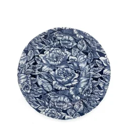 Ink Blue Hibiscus Dinner Plate 10 1/2 in