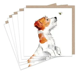 Jack Russell and Bee Set of 5  Notecards