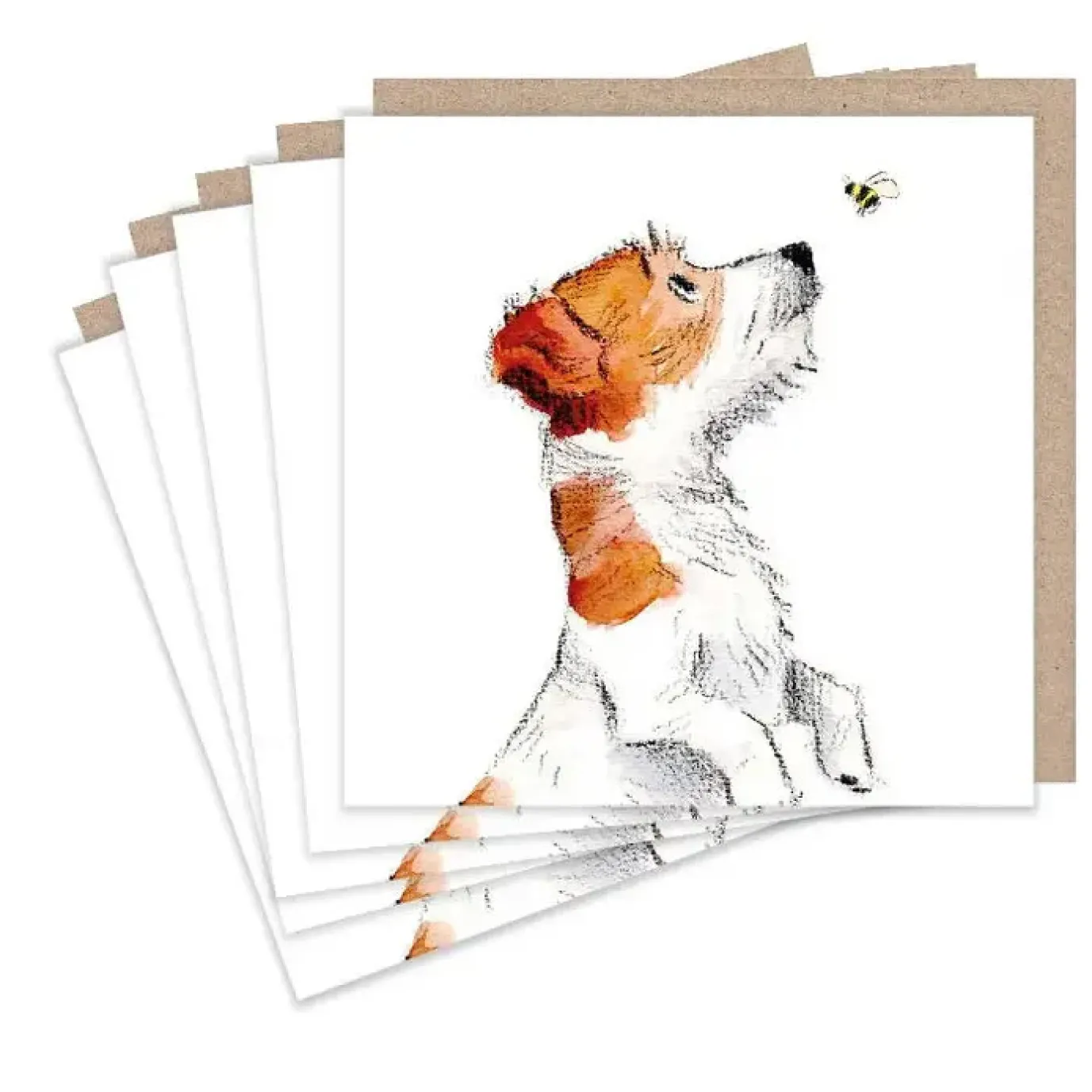 Jack Russell and Bee Set of 5 Notecards
