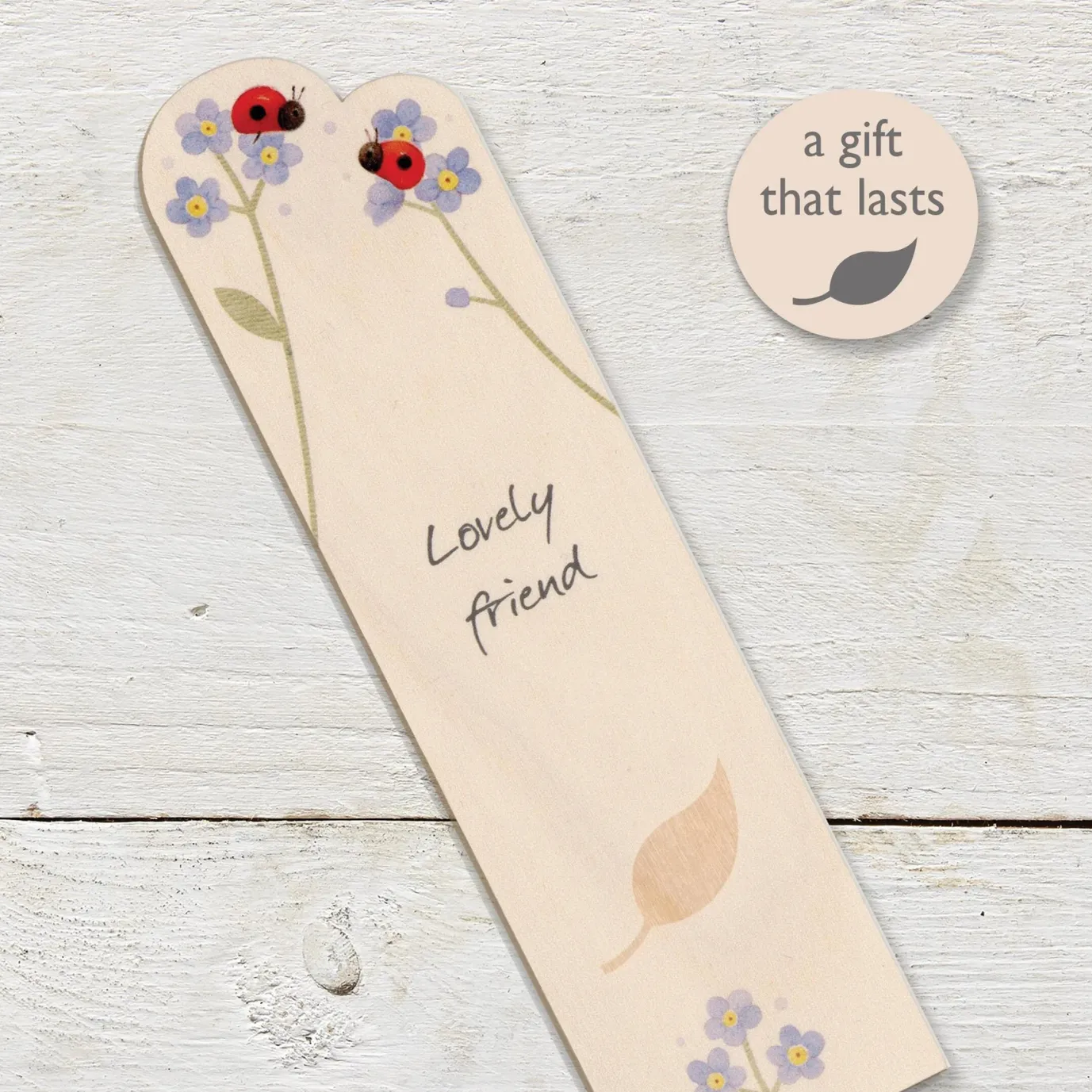 Ladybirds Lovely Friend Wooden Book Mark