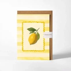 Lemon Yellow Stripe Greetings Card