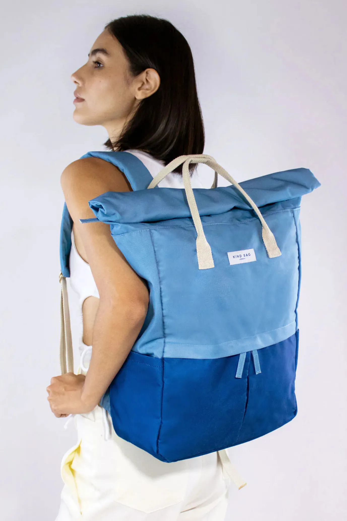 Light Blue and Navy Hackney Large Backpack