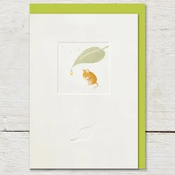 Little Windows Sheltering Mouse Greetings Card