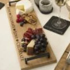 Love & Celebrate Oak Serving Tray with Burnished Steel Handles