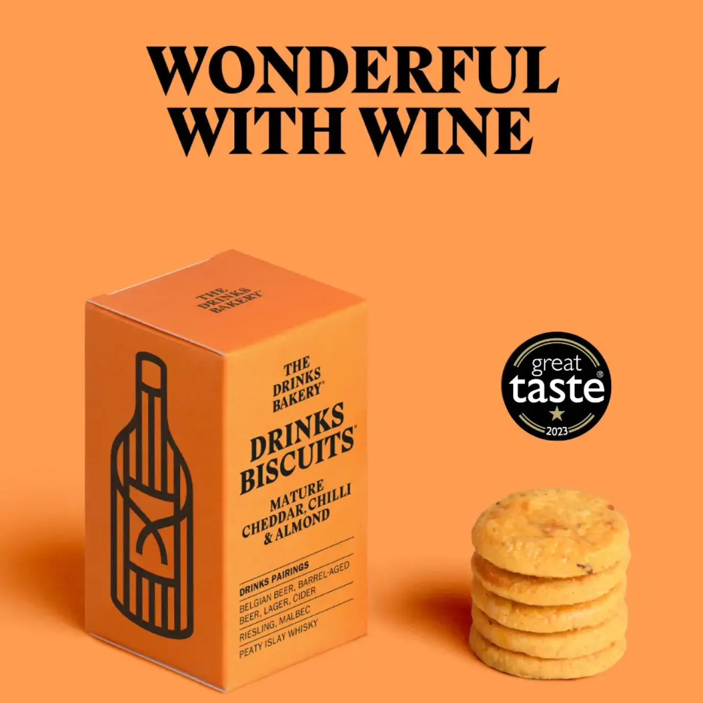 Mature Cheddar, Chilli and Almond Drinks Biscuits 36g
