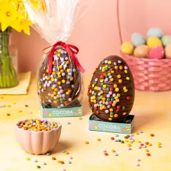 Milk Chocolate Drizzled Easter Egg with Candy Beans by Cocoba