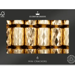 Mini Gold Diamond 6in Christmas Crackers Box of 6