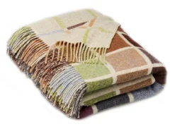 Multiblock Geometric Beige Multi Merino Lambswool Throw