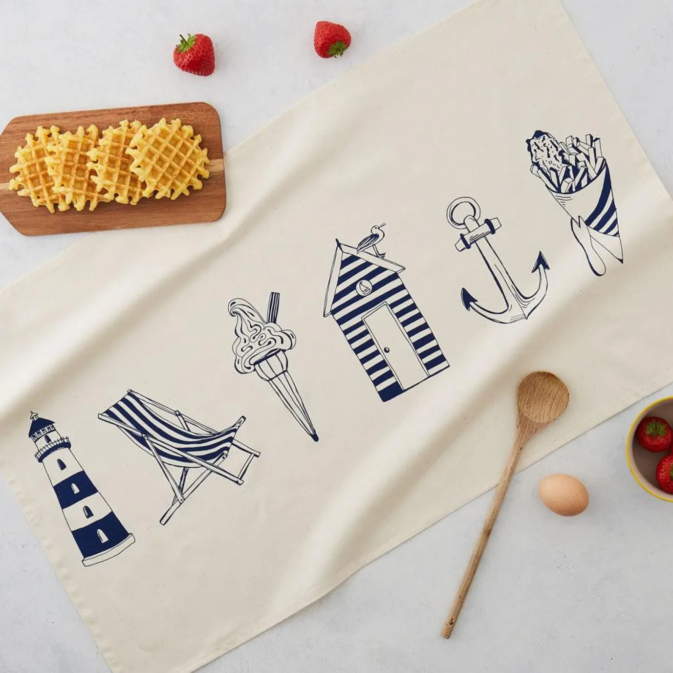 Nautical Beachscape Tea Towel