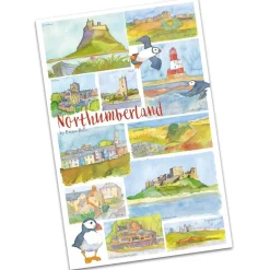 Northumberland by Emma Ball Tea Towel