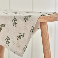 Olive Branches Linen Tea Towel