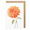 Orange Dahlia Blank Greetings Card