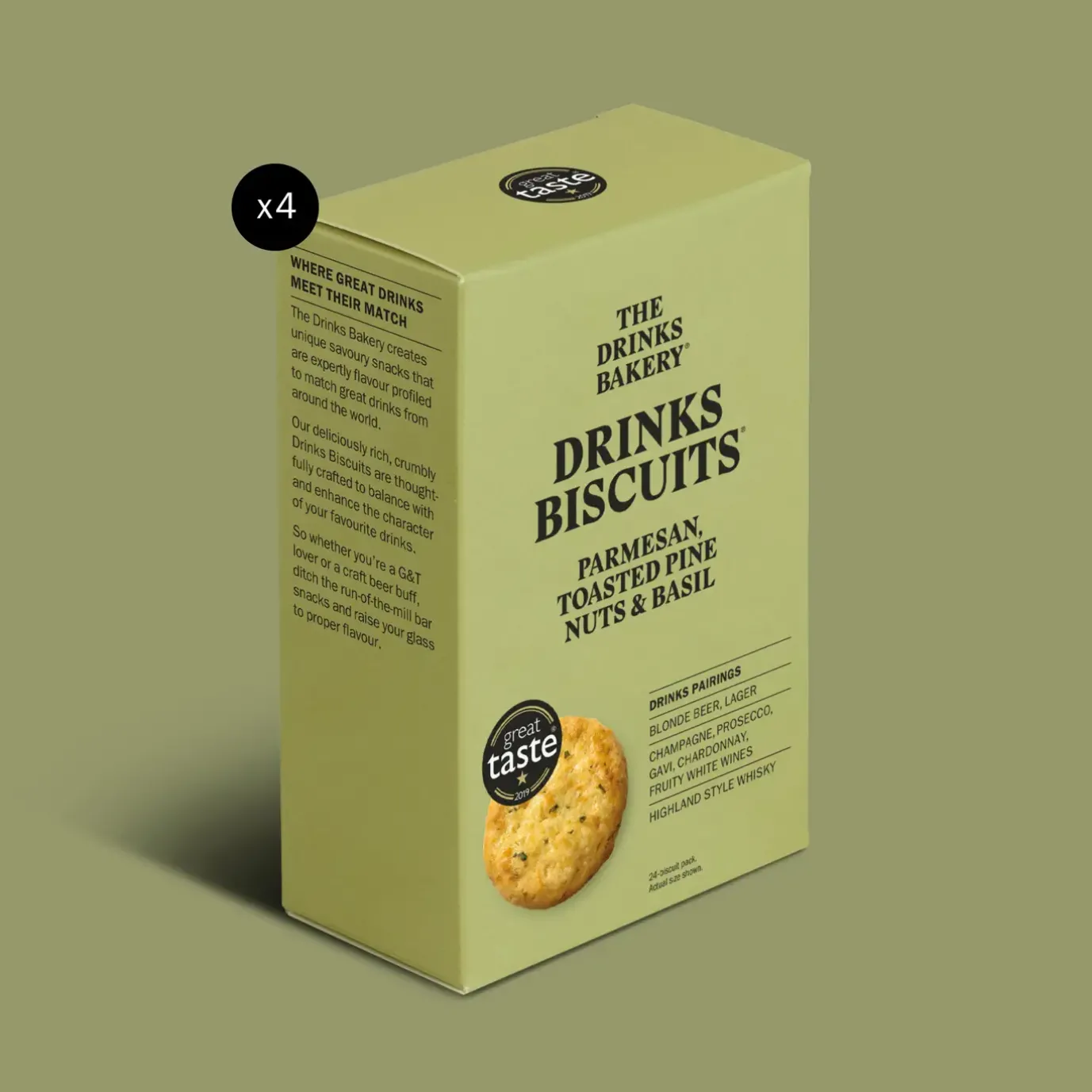 Parmesan, Toasted Pine Nuts and Basil Drinks Biscuits 110g
