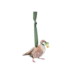 Partridge Wooden Christmas Decoration