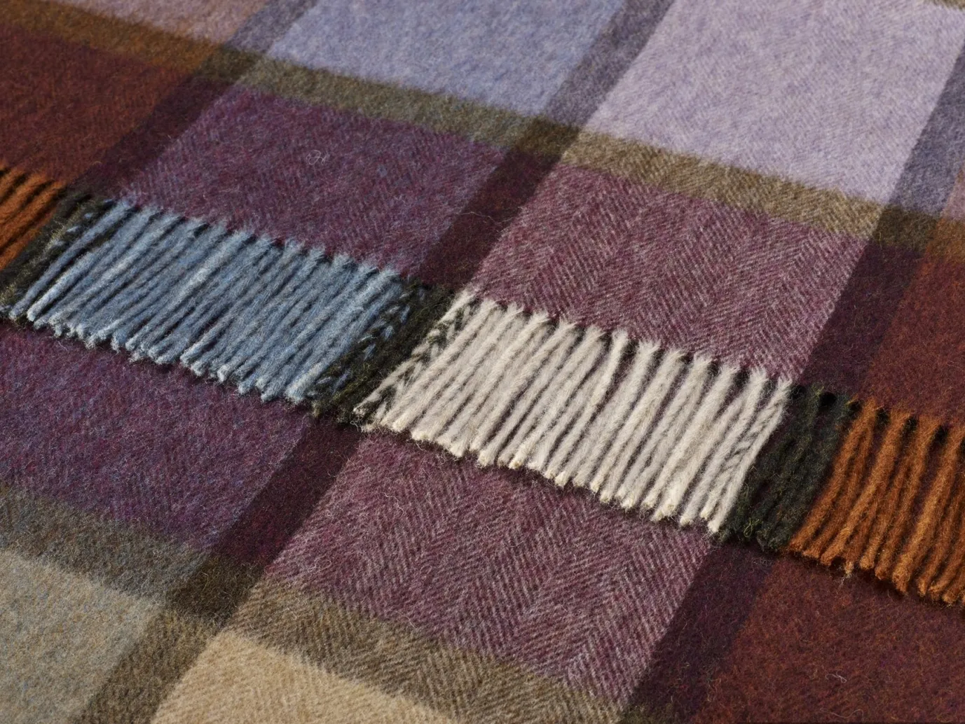 Pateley Damson Check Merino Lambswool Throw