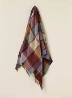Pateley Damson Check Merino Lambswool Throw