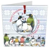 Penguins in Pullovers Melamine Bauble Card