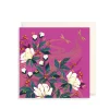 Pink, Floral & Dragonflies Greeting Card by Sara Miller