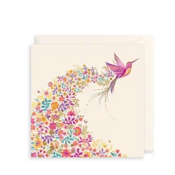 Pink Hummingbird Greeting Card by Sara Miller