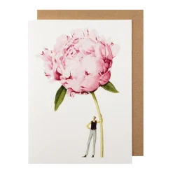Pink Peony Blank Greetings Card