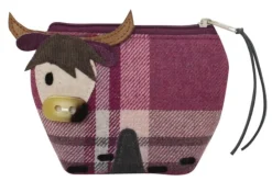 Plum Winton Highland Cow Tweed  Purse