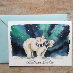 Polar Bear and Cub Christmas Card
