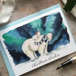 Polar Bear and Cub Christmas Card