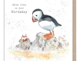 Puffin - "With Love on your Birthday" Greetings Card