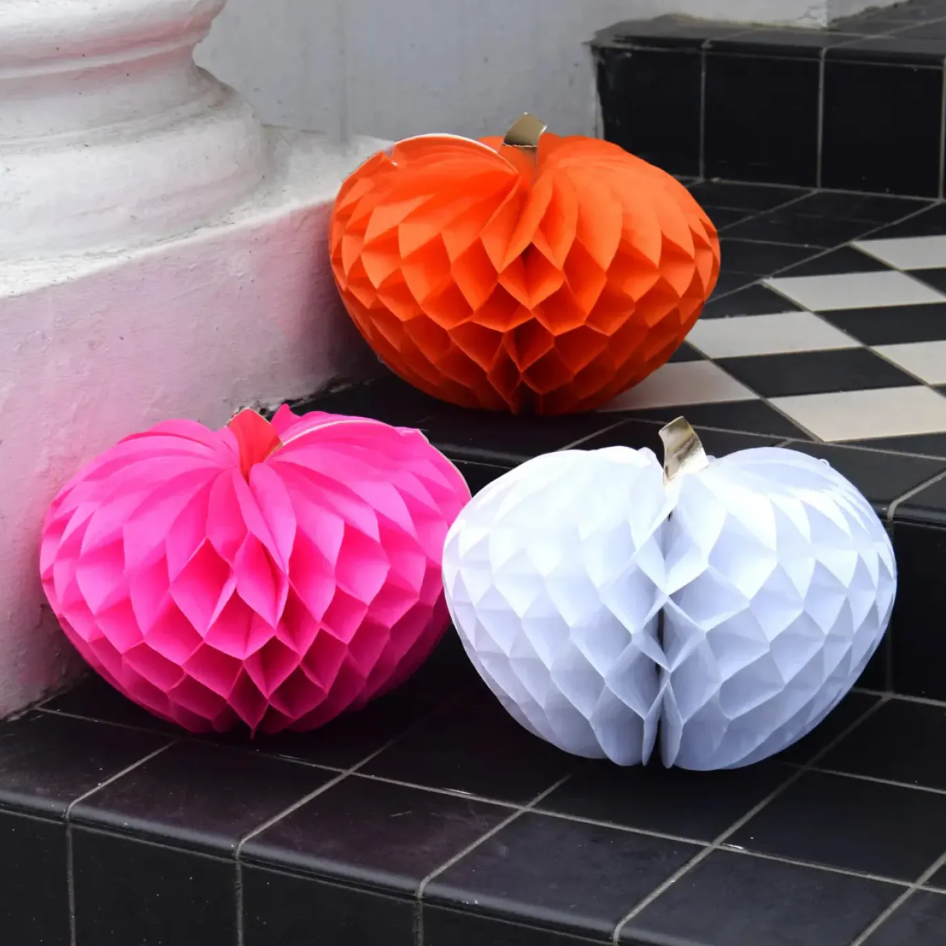 Pumpkin Honeycomb Decorations - 3 pack