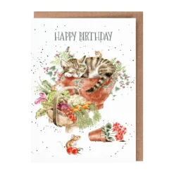 'Purrrfect Birthday" Cat and Mice Birthday Greetings Card