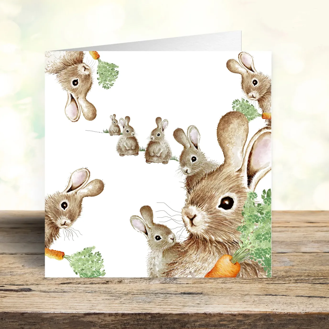 'Queuing For Carrots' Rabbit Card