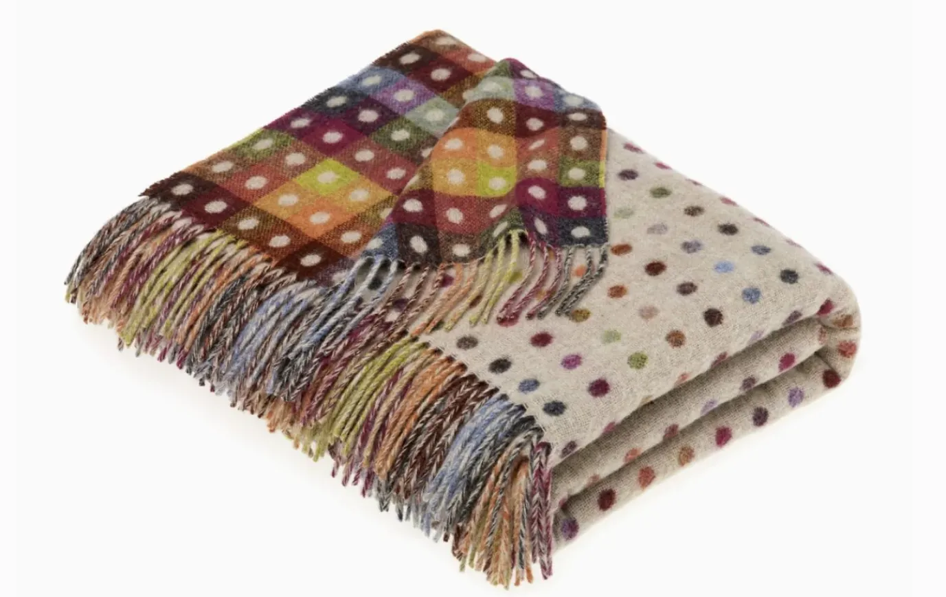 Rainbow Spot Beige Merino Lambswool Throw