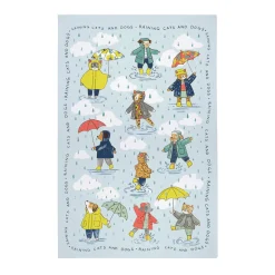Raining Cats and Dogs Cotton Tea Towel