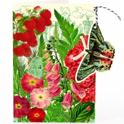 Raspberry Garden Butterfly Hanging Fandangle Card